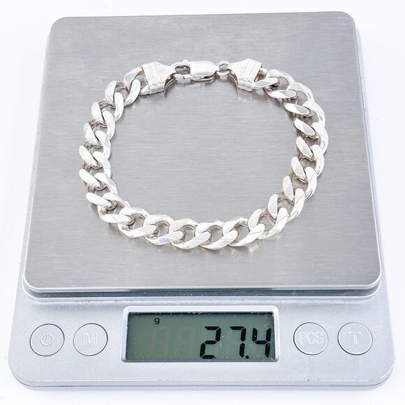 Vintage Italy Sterling Silver 925 9.6mm Curb Link Bracelet 8" - Picture 7 of 7